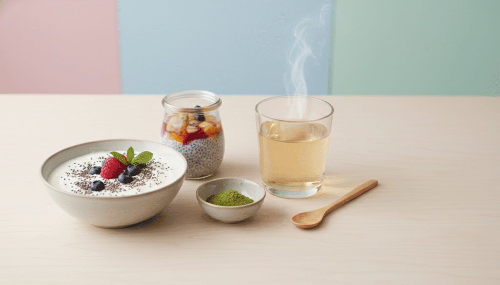 Moringa powder with a glass of warm water