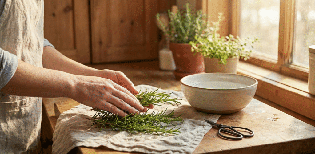 Wash fresh rosemary leaves and let it dry completely