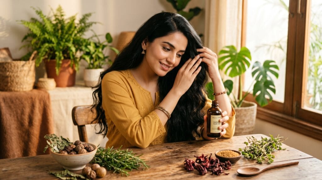 HR Natural Herbal Hair Oil for hair fall — natural ingredients amla rosemary blackseed